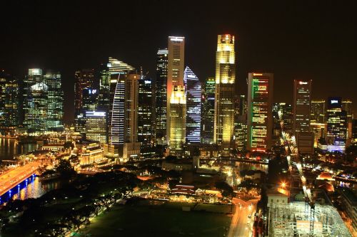 Singapūras, Naktinis Vaizdas, Marina Bay