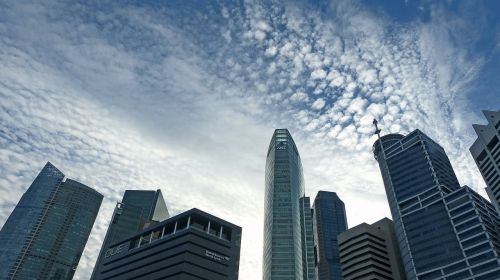Singapūras, Dangoraižis, Panorama, Pastatas, Mėlynas, Dangus, Architektūra, Verslo Rajonas, Miesto, Stiklas, Miestas