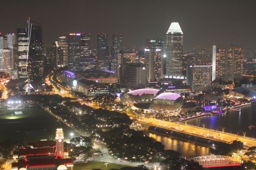Singapūras, Cbd, Naktis, Miesto Panorama