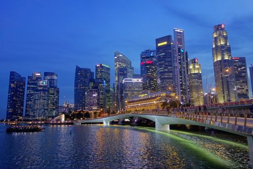 Singapūras, Tiltas, Upė, Naktinis Vaizdas, Naktis