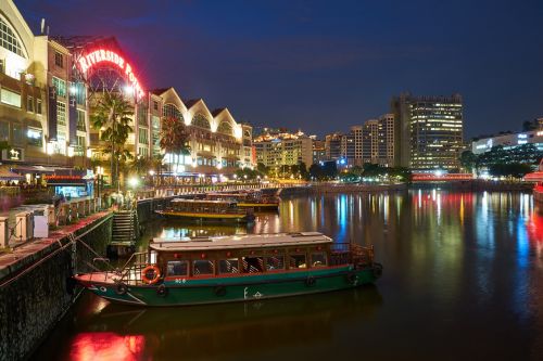 Singapūras, Naktis, Kelionė, Architektūra, Puiku, Šiuolaikinis, Atostogos, Fotografija, Žibintai, Ilga Ekspozicija, Gražus, Miesto Centras, Upė, Kraštovaizdis, Šiuolaikiška, Vanduo, Nuotrauka, Pastatai, Miesto