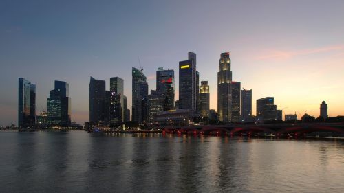 Singapūras, Dangoraižis, Miesto Panorama, Verslas, Finansinis, Saulėlydis