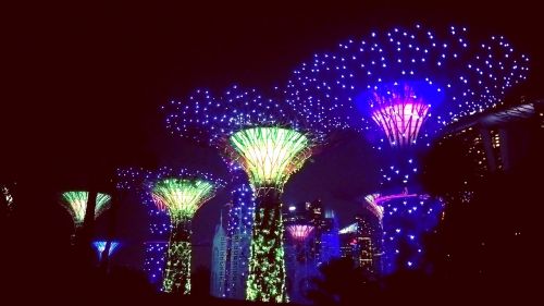 Singapūras, Naktinis Vaizdas, Tiesus, Marina Bay, Vakaras, Miesto Kraštovaizdis