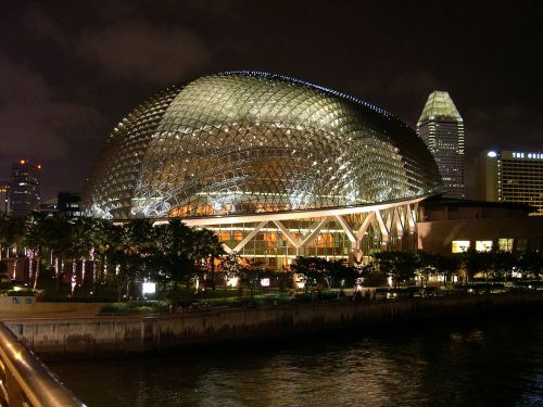 Singapūras, Kultūros Centras, Žibintai, Naktis, Apšvietimas, Architektūra, Menas, Meno Kūriniai, Ilga Ekspozicija