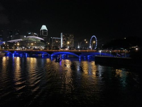 Singapūras, Vanduo, Naktis, Orientyras, Rajonas, Dangus, Šiuolaikiška, Pastatas, Marina, Upė, Kranto, Architektūra, Asija, Verslas, Įlanka, Komercinis, Metropolis, Centrinis, Turizmas