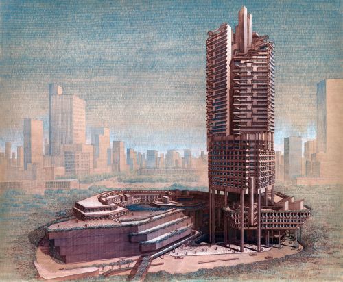 Singapūras, Dangoraižis, Pastatas, Architektūra, Kongresas, Piešimas, Biurų Pastatas, 1980