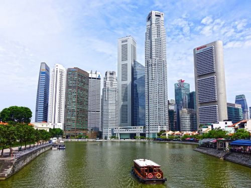 Singapūras, Singapūro Upė, Panorama, Pastatas, Vanduo, Finansinis Rajonas, Dangoraižis, Architektūra, Miesto, Biurai, Verslas, Bankas, Miestas, Atspindys, Bokštas, Bokštas, Mėlynas Dangus