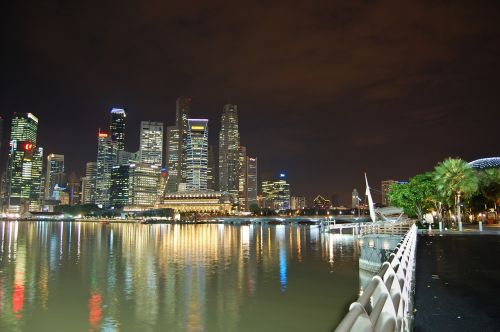 Singapūras,  Htet Aung,  Įlanka,  Naktis,  Žaibas,  Miestas,  Dangoraižiai