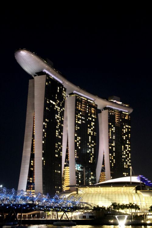 Singapūras, Marina Bay, Naktinis Vaizdas, Šiuolaikiška, Pastatas, Aukštas