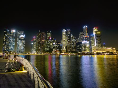 Singapūro Upė, Panorama, Pastatas, Vanduo, Finansinis Rajonas, Dangoraižis, Architektūra, Miesto, Biurai, Verslas, Bankas, Miestas, Atspindys, Žibintai, Gyvas, Bokštas, Spalva, Naktis