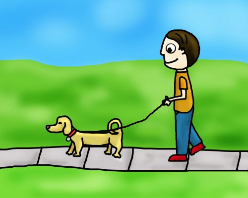 Vaikščioti,  Šuo,  Parkas,  Vyras,  Iliustracija,  Animacinis Filmas,  Vienas Šuo Vaikščioti