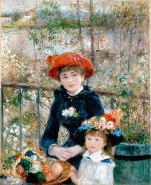 Seserys, Mergaitė, Terasoje, Pierre Auguste Renoir, Tapyba Aliejiniais Dažais, Meno Kūriniai, Menas, 1881, Dažymas, Impresionizmas