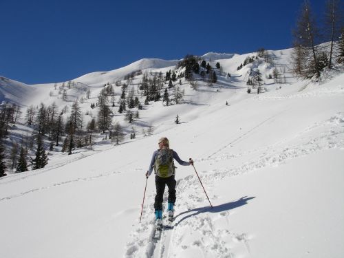 Backcountry Skiiing, Slidinėjimo Alpinizmas, Slidinėjimo Turizmas, Skitouren Goers, Val Dultimo, South Tyrol, Italy, Žiema, Sniegas, Kalnai, Alpių, Slidinėjimas, Žiemos Sportas, Sportas, Val Venosta