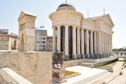 Skopje, Pagrindinė Aikštė, Upė, Miestas, Miesto, Makedonija, Muziejus