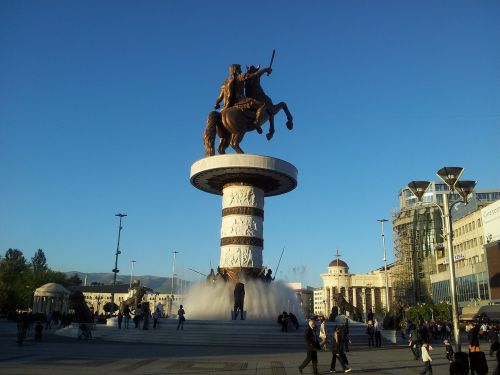 Skopje, Kvadratas, Makedonija, Aleksandras, Arklys, Paminklas, Bronza