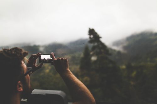 Dangus, Kalnas, Fotoaparatas, Telefonas, Žmonės, Vyras, Fotografija, Medžiai