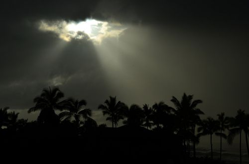 Dangus, Debesys, Saulė, Saulės Spinduliai, Tamsi, Audra, Hawaii