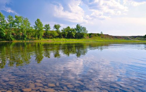 Dangus, Akmenys, Upė, Vanduo, Ripples, Medžiai, Kraštovaizdis, Gamta