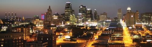 Panorama, Kansas City, Centro, Miesto, Twilight