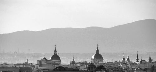 Panorama, Madride, Kupolai, Bažnyčia, Architektūra, Saulėlydis, Katedra, Bažnyčios, Menas, Istorija, Kalnai, Sierra, Aušra, Horizontas, Panoraminis