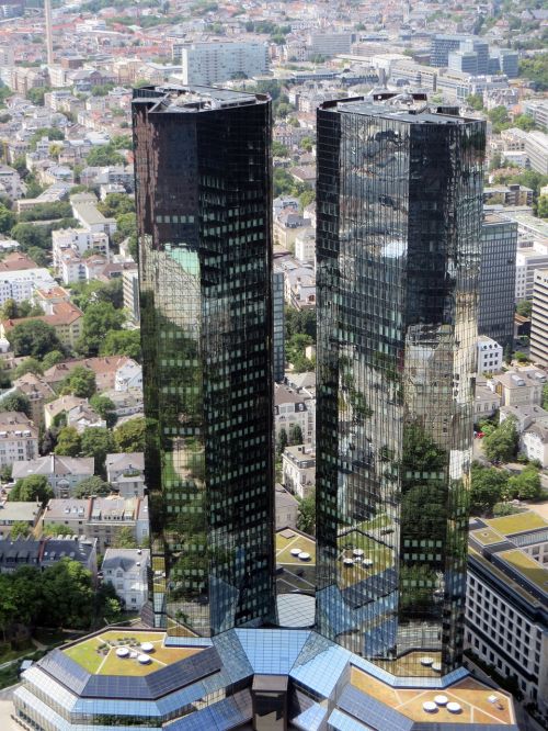 Dangoraižis, Pastatas, Verslo Rajonas, Apmąstymai, Fasadas, Frankfurtas Yra Pagrindinė Vokietija, Architektūra, Sirrealis