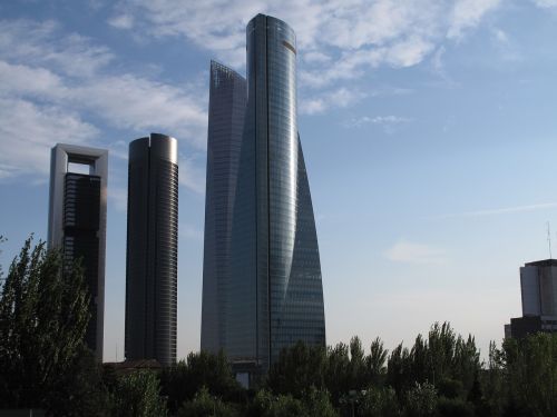 Dangoraižis, Keturi Bokštai, Madride, Dangus, Ispanija, Verslas, Miestas, Biuras, Pastatas, Bokštas, Architektūra