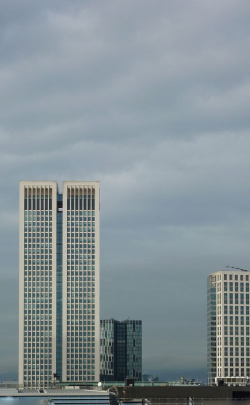 Dangoraižis, Stiklo Fasadas, Pastatas, Frankfurtas, Panorama, Miestas, Dangoraižiai