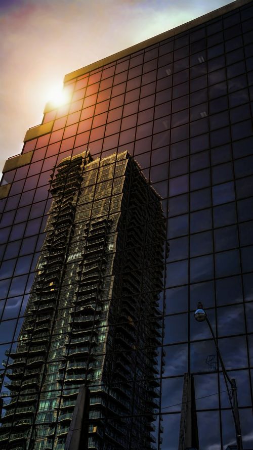 Dangoraižis, Architektūra, Atspindys, Toronto, Saulėlydis, Centro, Pastatas, Stiklas
