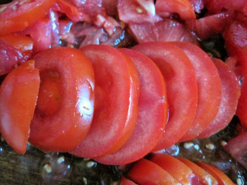 Pomidoras,  Prinokę,  Raudona,  Apvalus,  Supjaustyti,  Gabaliukai,  Maistas,  Vaisiai,  Griežinėliais Prinokusių Pomidorų