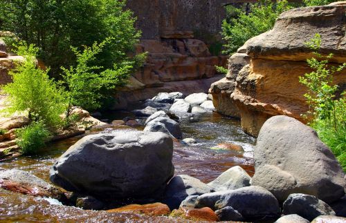 Slide Rock Valstybinis Parkas, Arizona, Skaidrių, Rokas, Valstybė, Parkas, Sedona, Pietvakarius, Gamta, Amerikietis, Kraštovaizdis