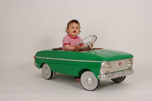 Mažas Vairuotojas,  Vaikų Pedalinis Automobilis,  Retro Automobilis,  Žalia Kabina