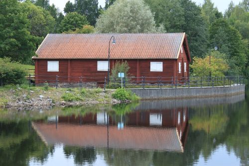 Smedjebacken, Slėniai, Vanduo, Vasara, Gamta, Mediena, Pastatas