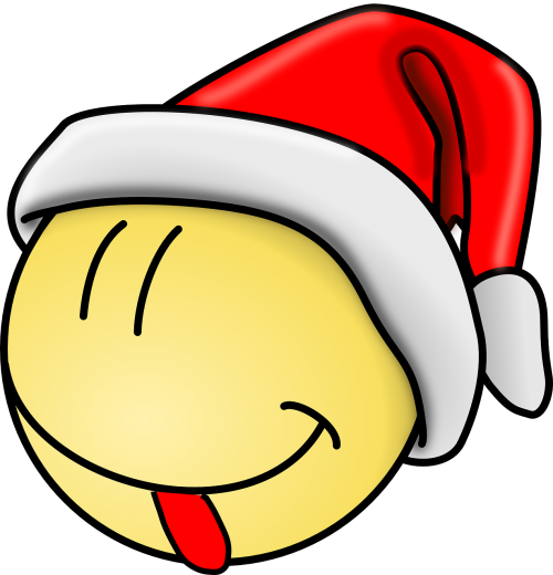 Smiley, Santa, Liežuvis, Šypsenėlė, Šypsenėlės, Kalėdos, Nemokama Vektorinė Grafika