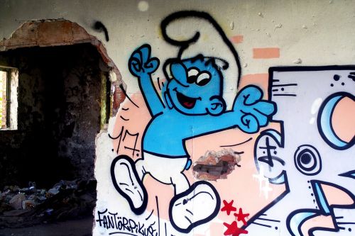 Smurf, Smurfas, Grafiti, Griuvėsiai