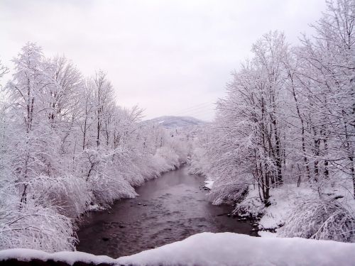 Sniegas,  Upė,  Gamta,  Žiema,  Snieguotas Upė