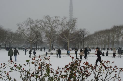 Sniegas, Paris, Champs De Mars, Eifelio Bokštas, Žiema, Šaltas, Žaidimai