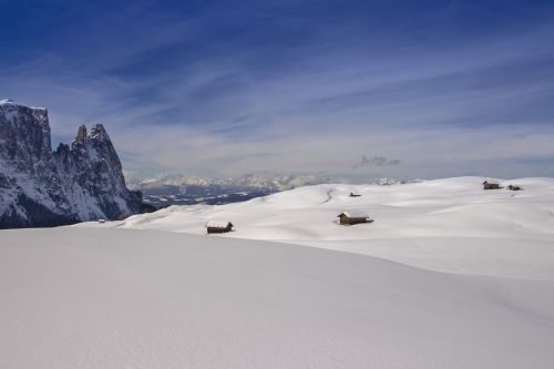 Sniegas, Žiema, Alpių Namelis, Kraštovaizdis, South Tyrol, Schlern, Santnerio Smailė