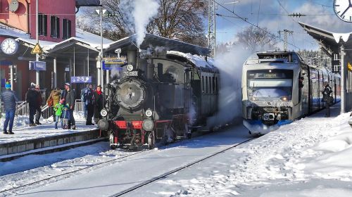 Sniegas,  Žiema,  Traukinys,  Geležinkelis,  Be Honoraro Mokesčio