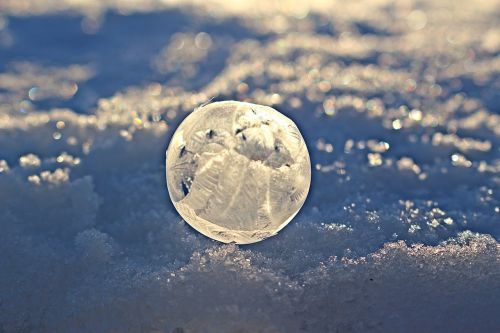 Muilo Burbulas, Kristalų Burbulas, Sušaldyta, Rutulys, Žiema, Sniegas, Šaltis, Šaltas, Ledas, Matinis Muilo Burbulas