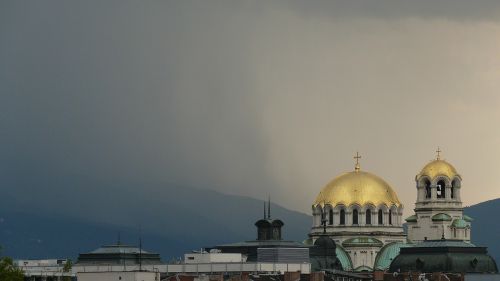 Sofia, Bulgarija, Aleksandro Nevskio Bažnyčia, Lietus, Audra, Debesys