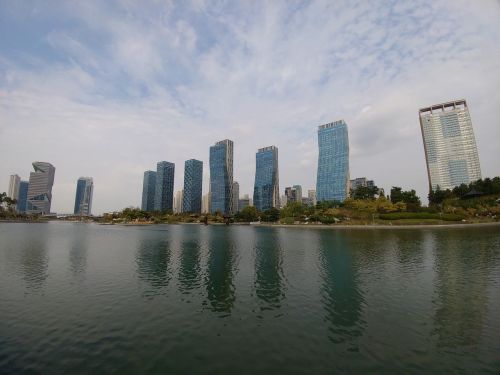 Songdo, Parkas, Incheonas, Miestas, Korėja, Kraštovaizdis, Miesto, Pastatas, Ežeras, Orientyras, Miesto Panorama, Vanduo, Lauke