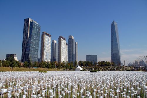 Songdo Incheon Korea, Pastatas, Songdo Centrinis Parkas, Parkas, 0 Laimėjo Jūros Vandenį