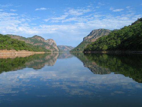 Songo, Upė, Kalnai, Vanduo, Atspindys, Dangus, Mėlynas, Debesys, Mozambikas