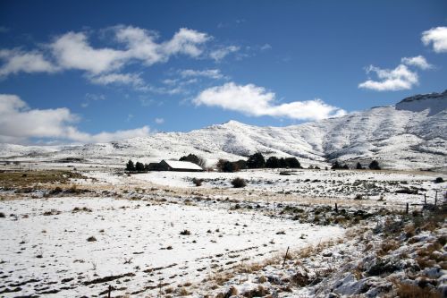 Pietų Afrika, Rytinė Kalva, Kalnai, Sniegas, Žiema, Smailės, Ūkio Namai