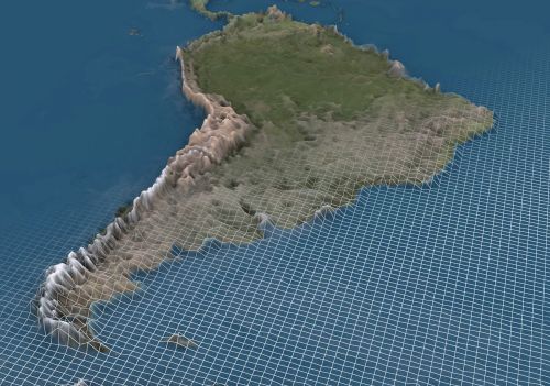 Pietų Amerika, Andes, 3D Žemėlapis
