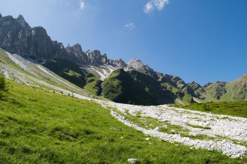 South Tyrol, Alpių, Pflersch, Lawns, Rokas, Žygiai, Akmenukas, Akmenukai, Akmeninė Siena, Fonas, Pieva