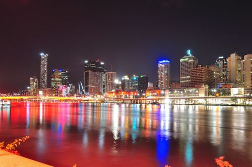 Southbank, Brisbane, Naktinis Vaizdas, Į Pietus, Australia, Queensland