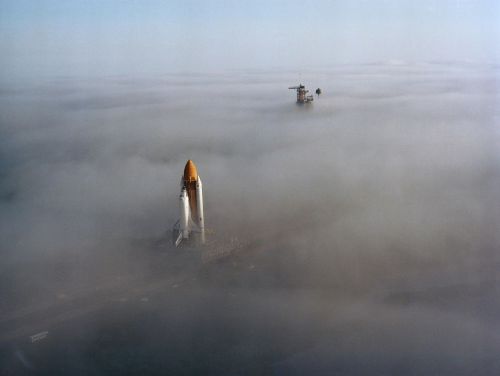 Kosminis Laivas, Cape Canaveral, Išvynioti, Paleidimo Aikštelė, Rūkas, Vežimėlis, Paleidimo Platforma, Raketos