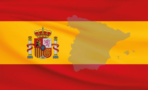 Ispanija, Vėliava, Reklama, Raudona, Auksas, Karūna, Žemėlapis, Kontūrai
