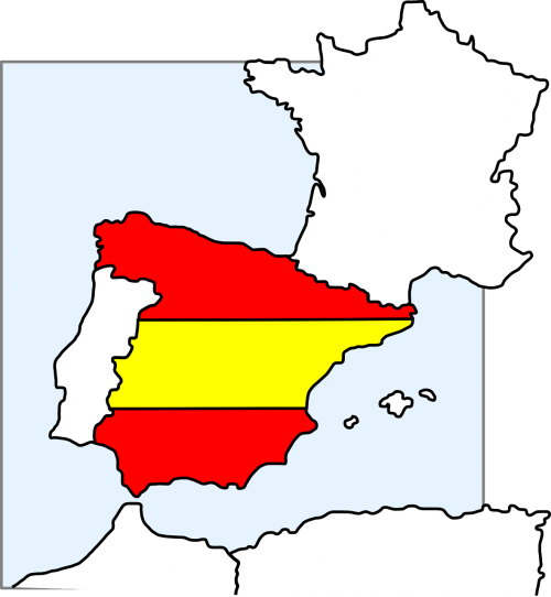 Ispanija, Vėliava, Geografija, Žemėlapis, Europa, Nemokama Vektorinė Grafika